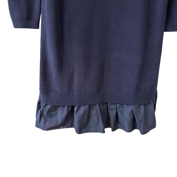 COS Silk Cotton Blend Sweater Shirt Dress Size XS Navy Blue Ruffle Hem Cottage - Picture 7 of 11
